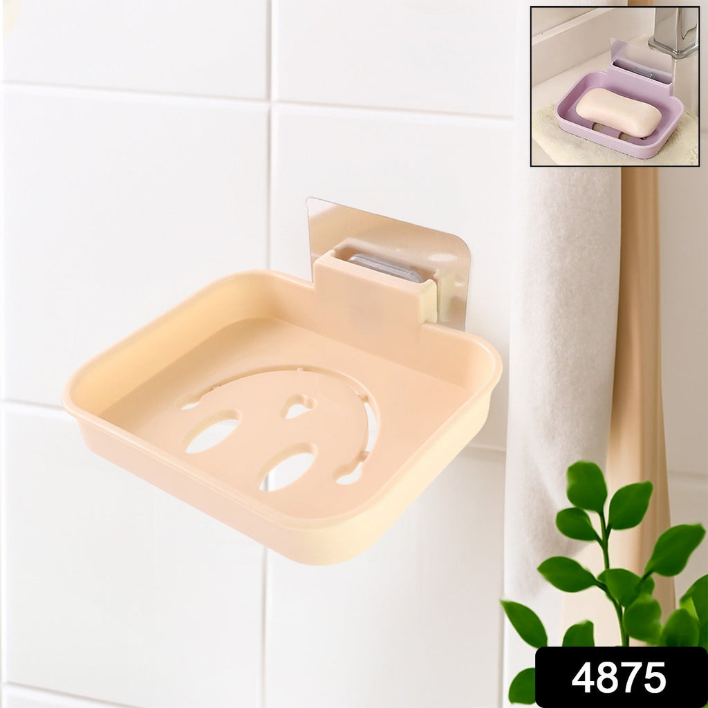 Waterproof self sticking soap dish rack with drainage slots