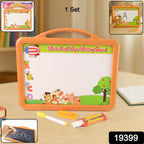 2-in-1 reversible drawing and writing board with marker and chalk set for children