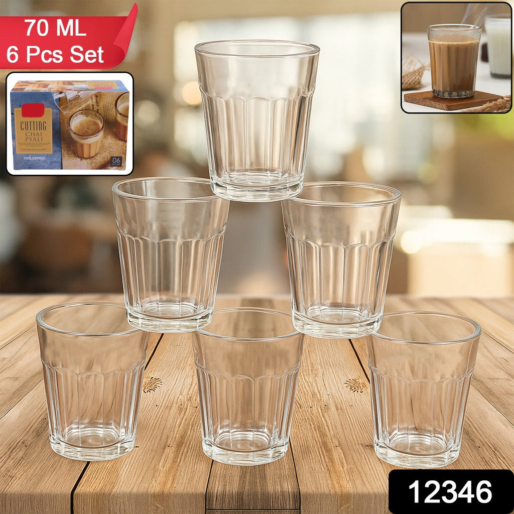 Transparent plastic cutting chai pyali set with traditional design