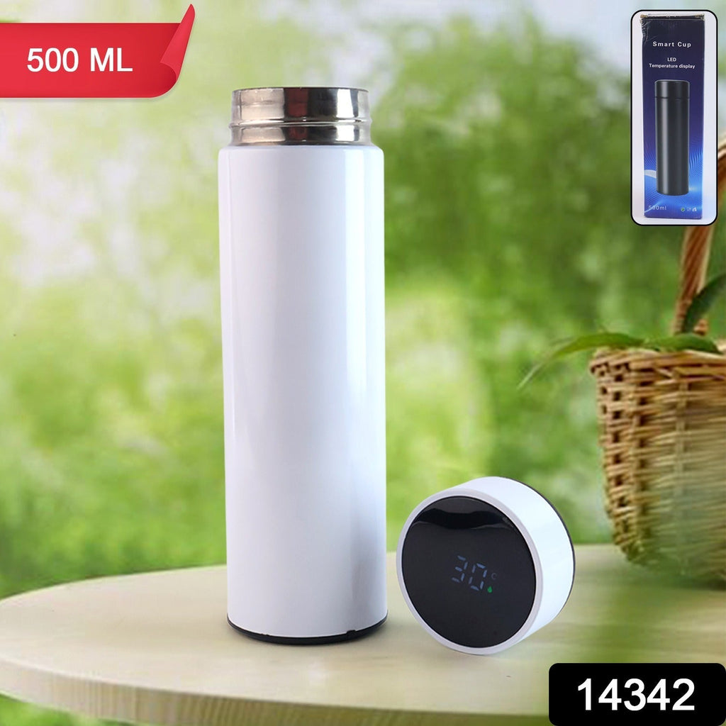 Slim white thermal water bottle suitable for outdoor and travel use