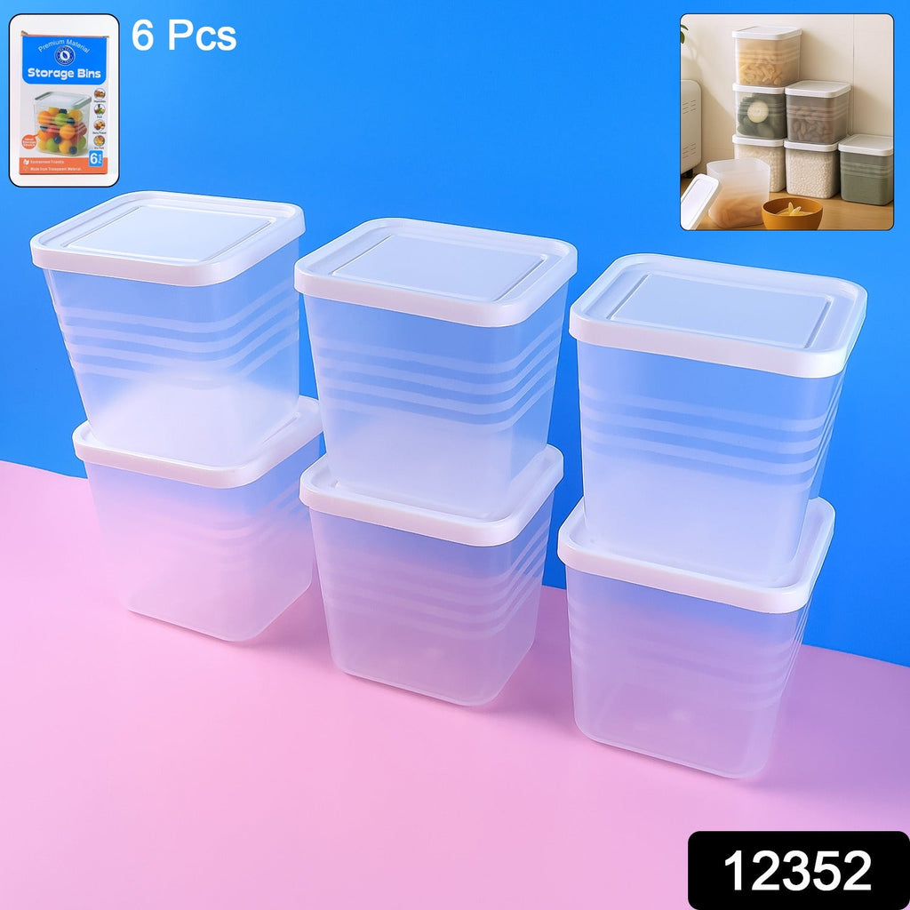 Single transparent square food storage container with secure white airtight lid