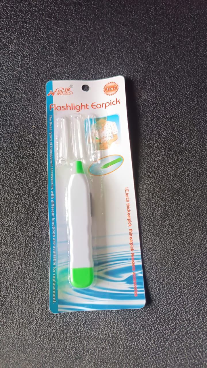 LED flashlight ear cleaner tool showing ergonomic grip