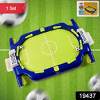 Interactive tabletop soccer flick game showing playing levers and dual goals