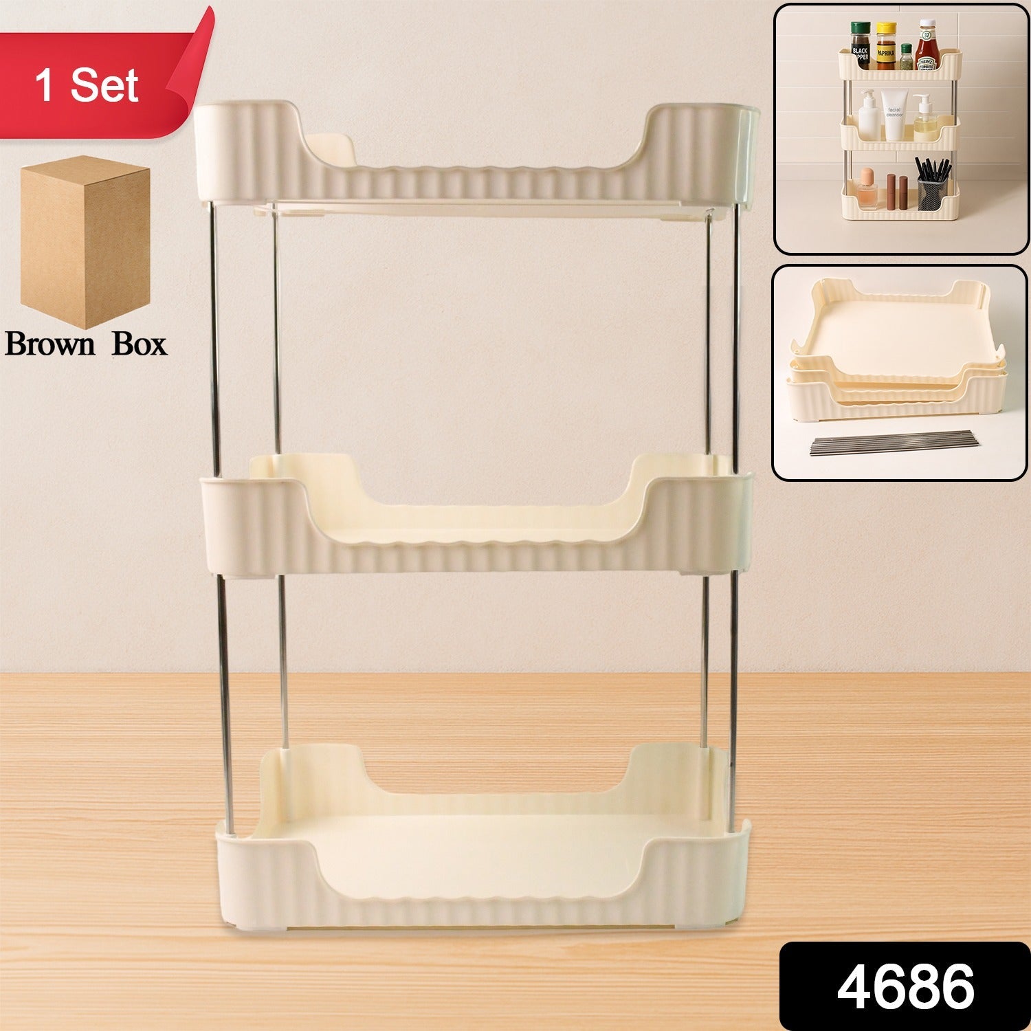 Multipurpose 3-tier storage shelf for bathroom toiletries and essentials