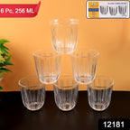 Close-up of premium glass beverage tumblers with elegant ribbed design