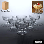 Clear glass ice cream dessert bowls set of six for stylish serving