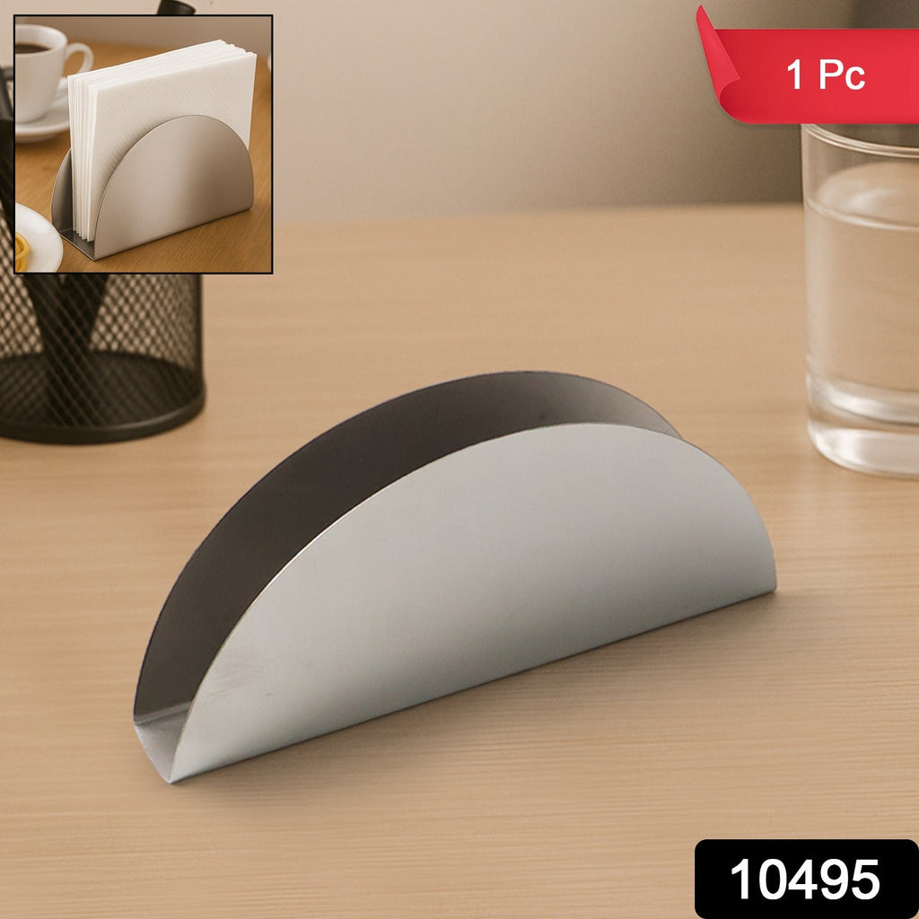 Modern metal tabletop tissue holder in polished stainless steel