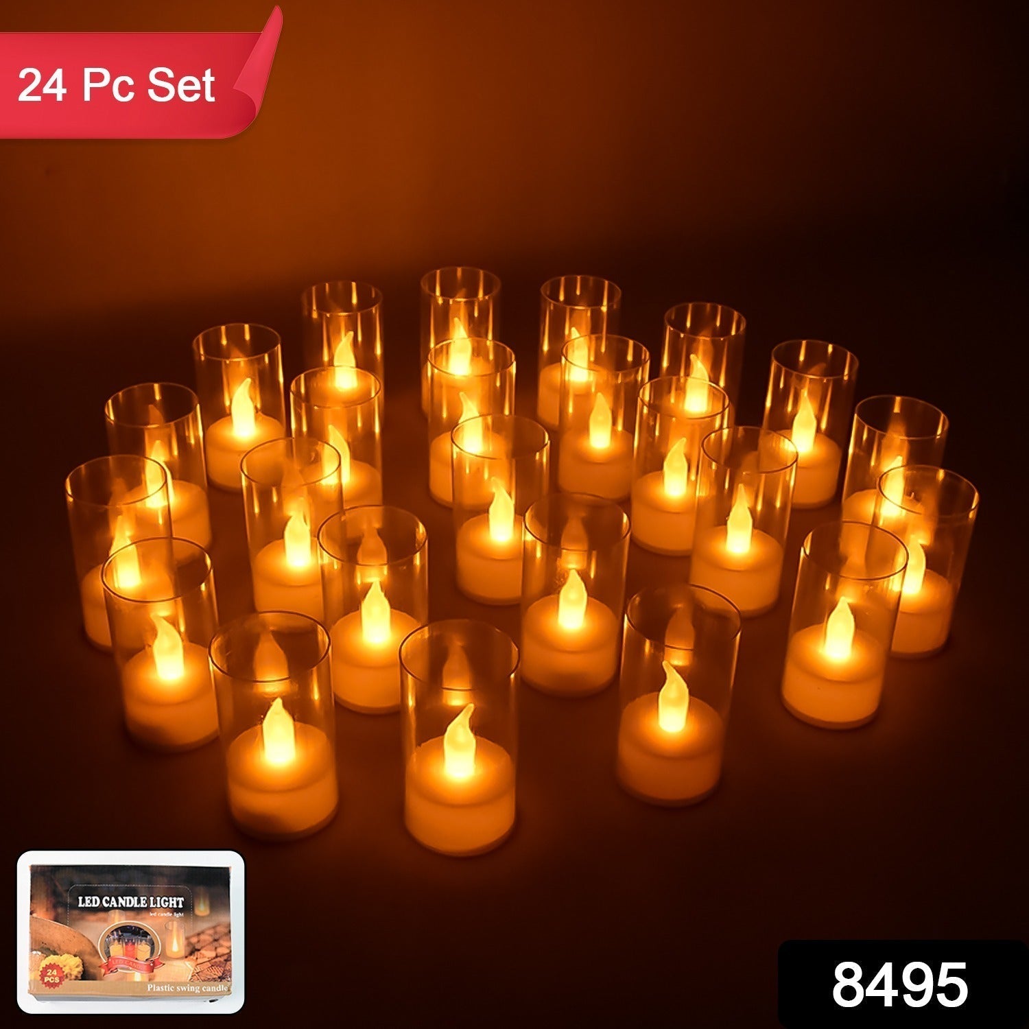 Collection of LED flameless candles with realistic flickering flame effect