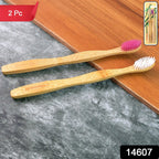 Close-up of natural bamboo toothbrush handle showing texture and design