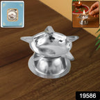 Traditional stainless steel lotus deepak ideal for festival decoration and rituals