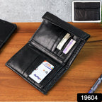 Classic genuine leather bi-fold men's wallet in slim design