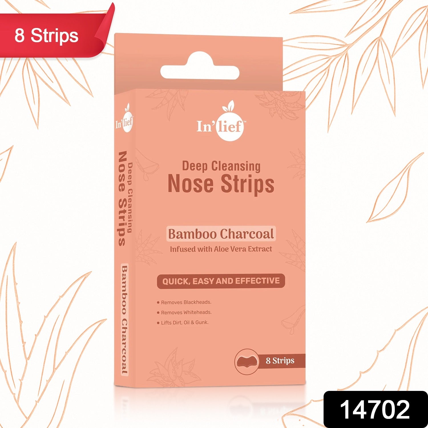 Activated bamboo charcoal and aloe vera infused nose mask strip