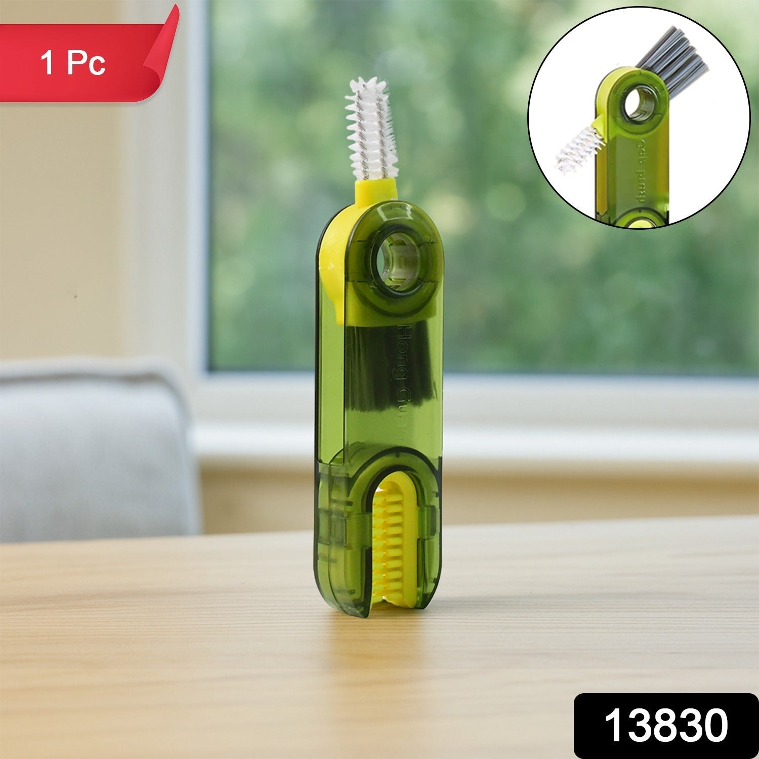 Close-up of dual-ended multipurpose cleaning brush tool