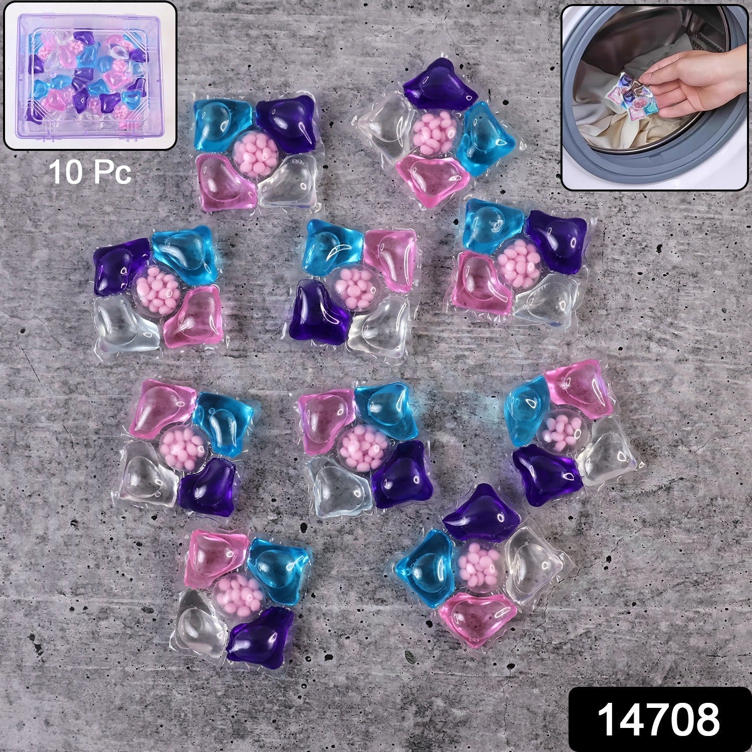 Close-up of Laundry Detergent Pods with fast dissolving formula