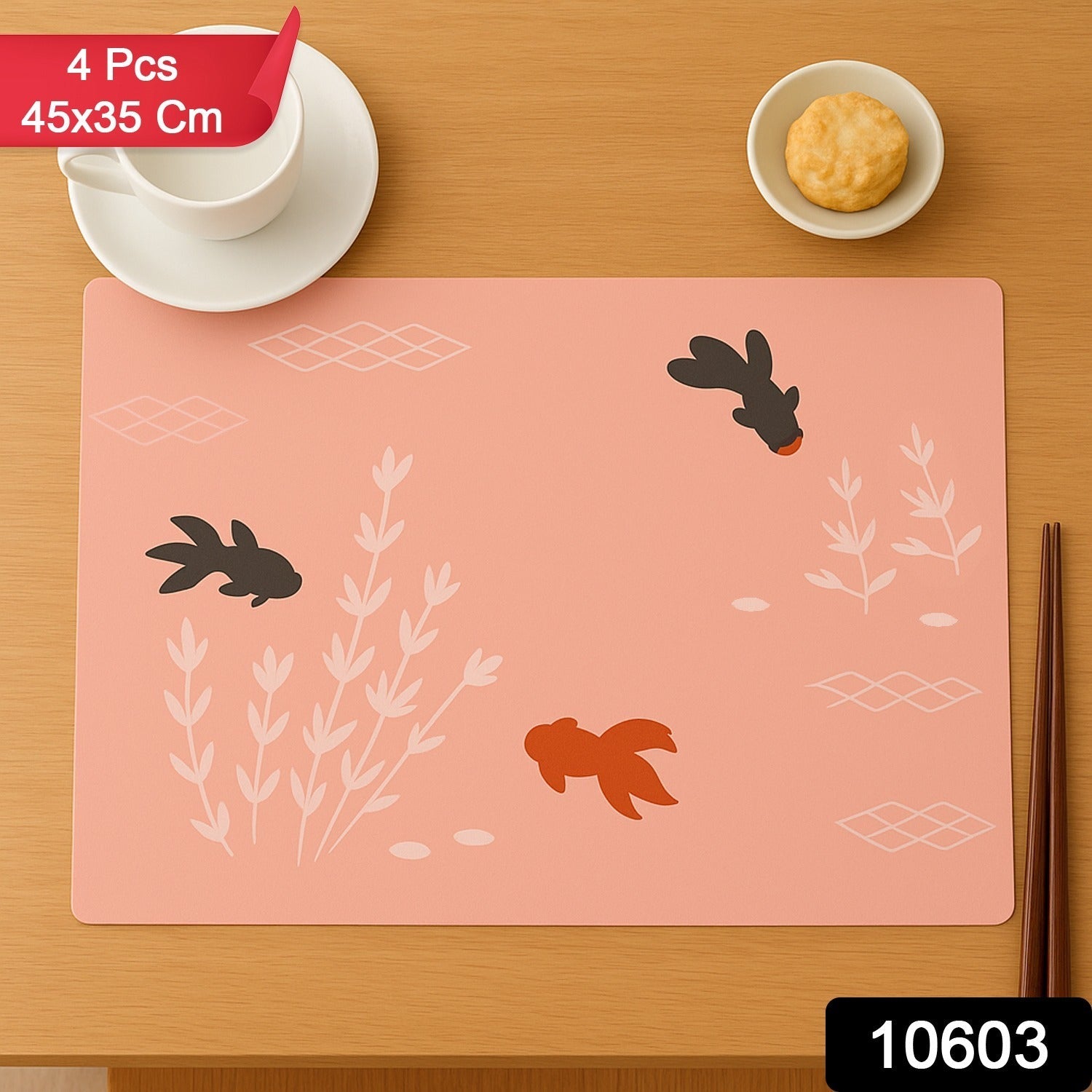 Elegant decorative dining table placemats showcasing fish pattern