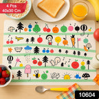 Kids friendly cartoon print dining table placemat for children