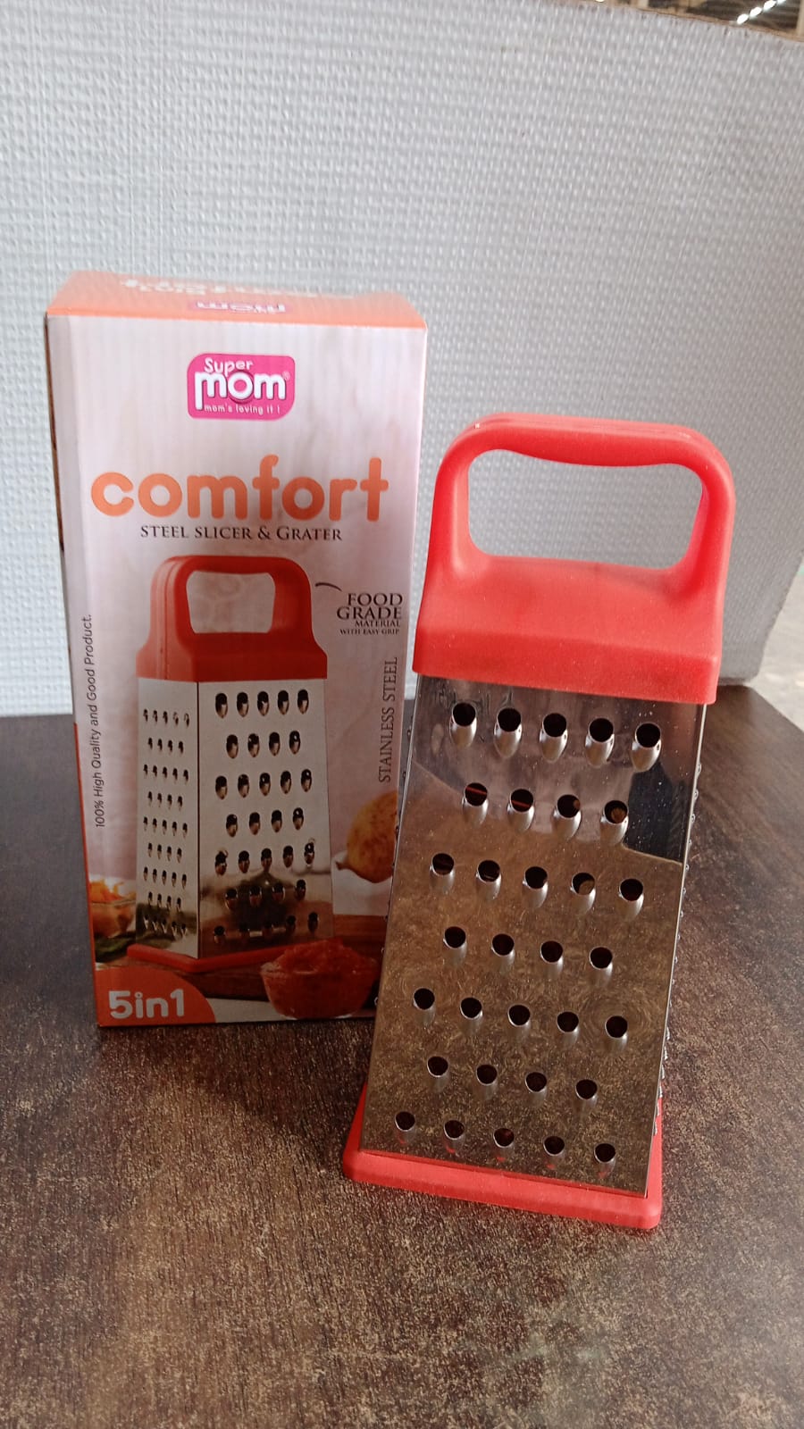 Stainless steel 5-in-1 grater and slicer for efficient kitchen food preparation