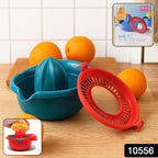 Detachable strainer in the manual citrus juicer separates seeds and pulp