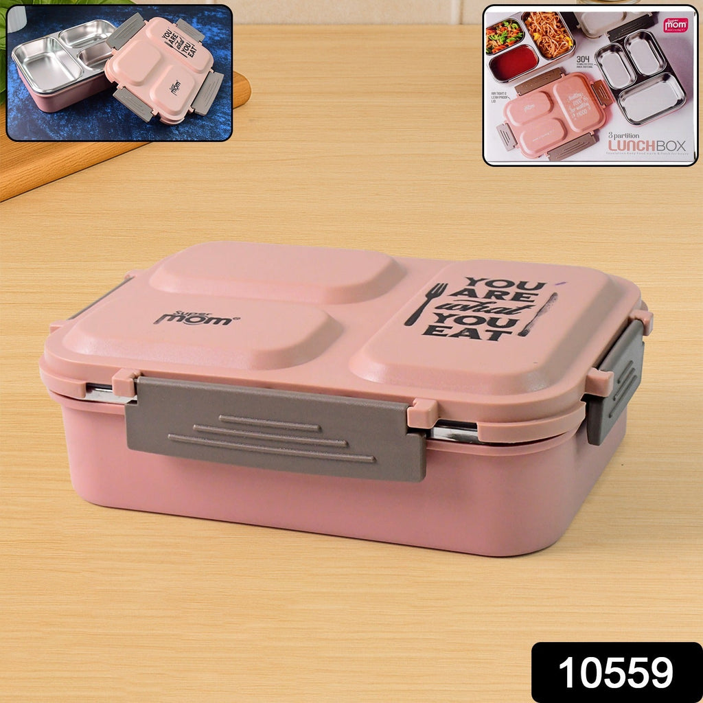 Premium stainless steel lunch box with secure locking lid for leakproof carrying