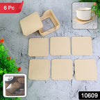 Square coasters placed on a table safeguarding it from moisture and heat