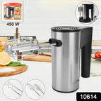 Orbit electric hand mixer shown with ergonomic handle and attachments