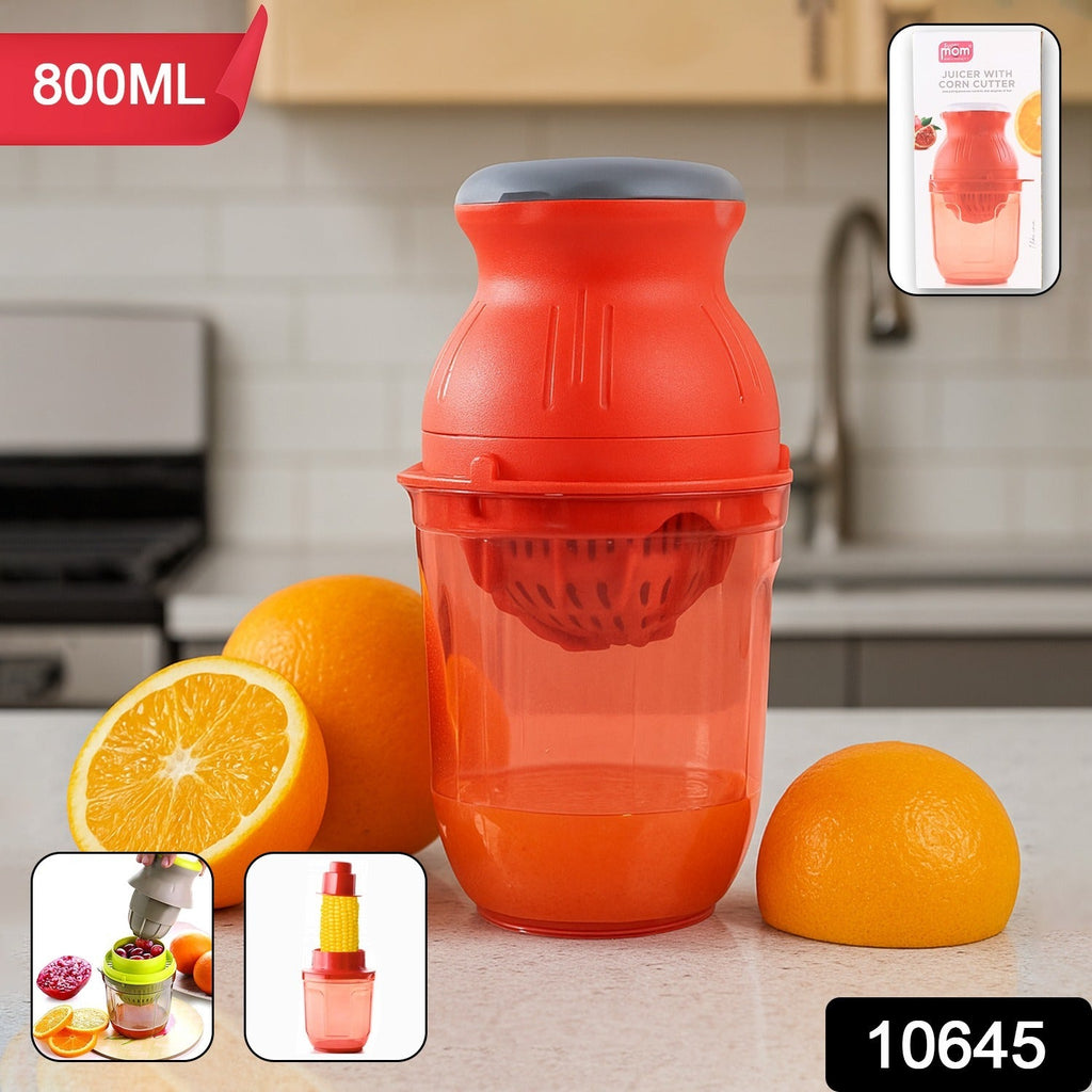 Close-up of manual citrus juicer showing juicing mechanism