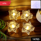 Decorative battery-operated star-shaped LED candles in cozy home setting
