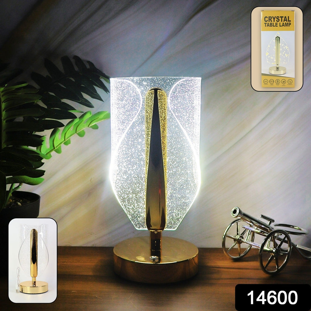 Crystal table lamp with sparkling shade and USB port