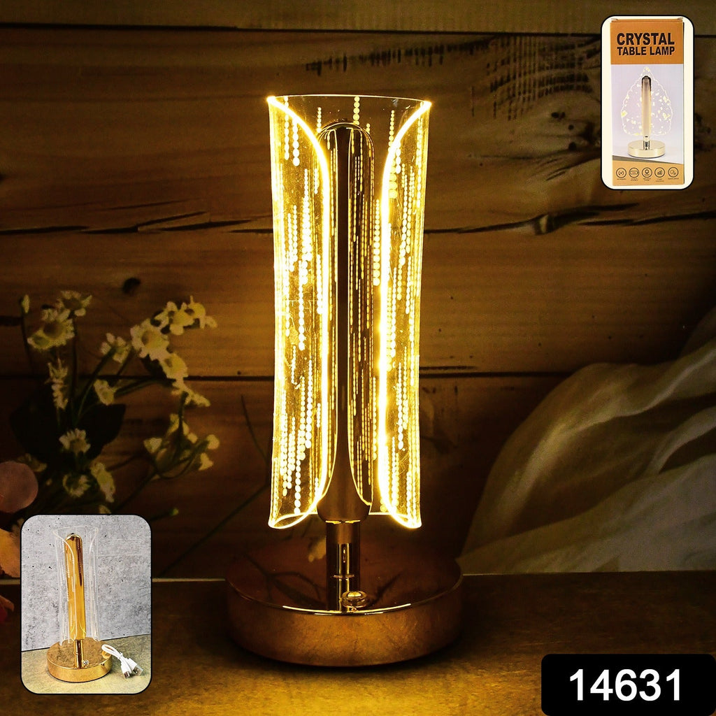 Modern crystal table lamp with translucent acrylic shade and USB charging feature