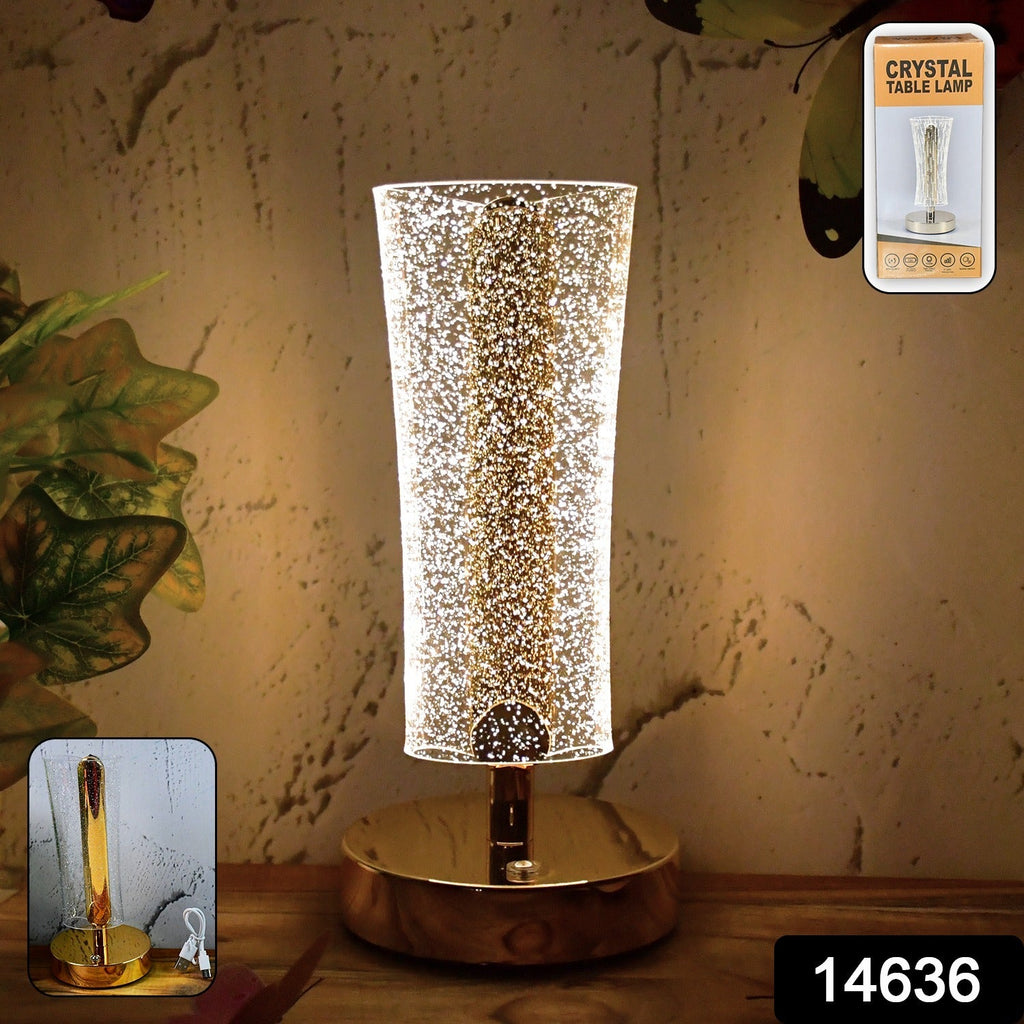 Decorative crystal LED table lamp with sparkle design on bedroom table