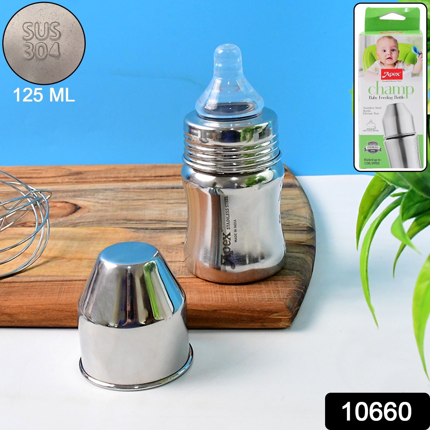 Premium stainless steel baby feeding bottle for infants and newborns