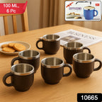 Premium double wall stainless steel cappuccino mug set with ergonomic handles