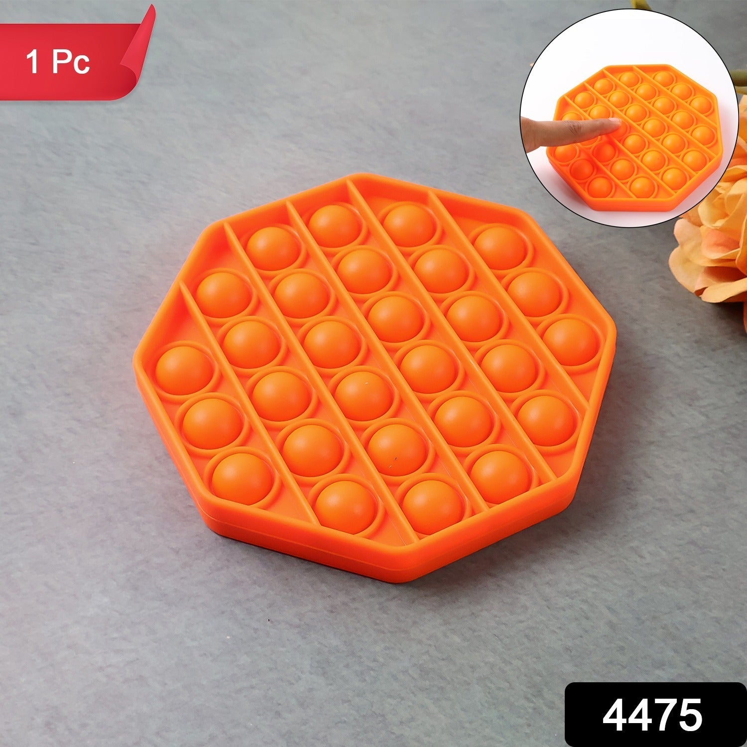 Hand holding Hexagon silicone Pop It Fidget Toy showing popping action