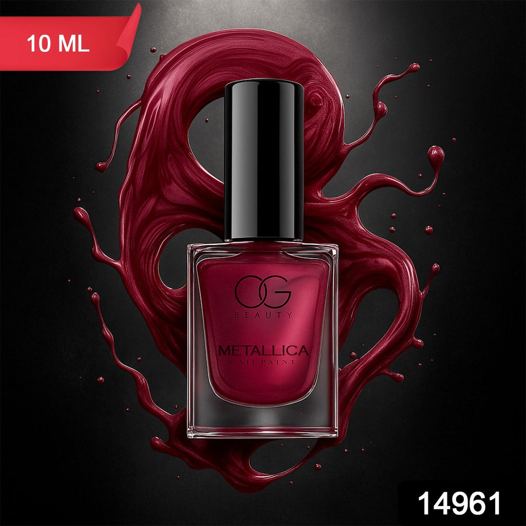 Classic scarlet red shade in Metallica Nail Polish with bold pigment