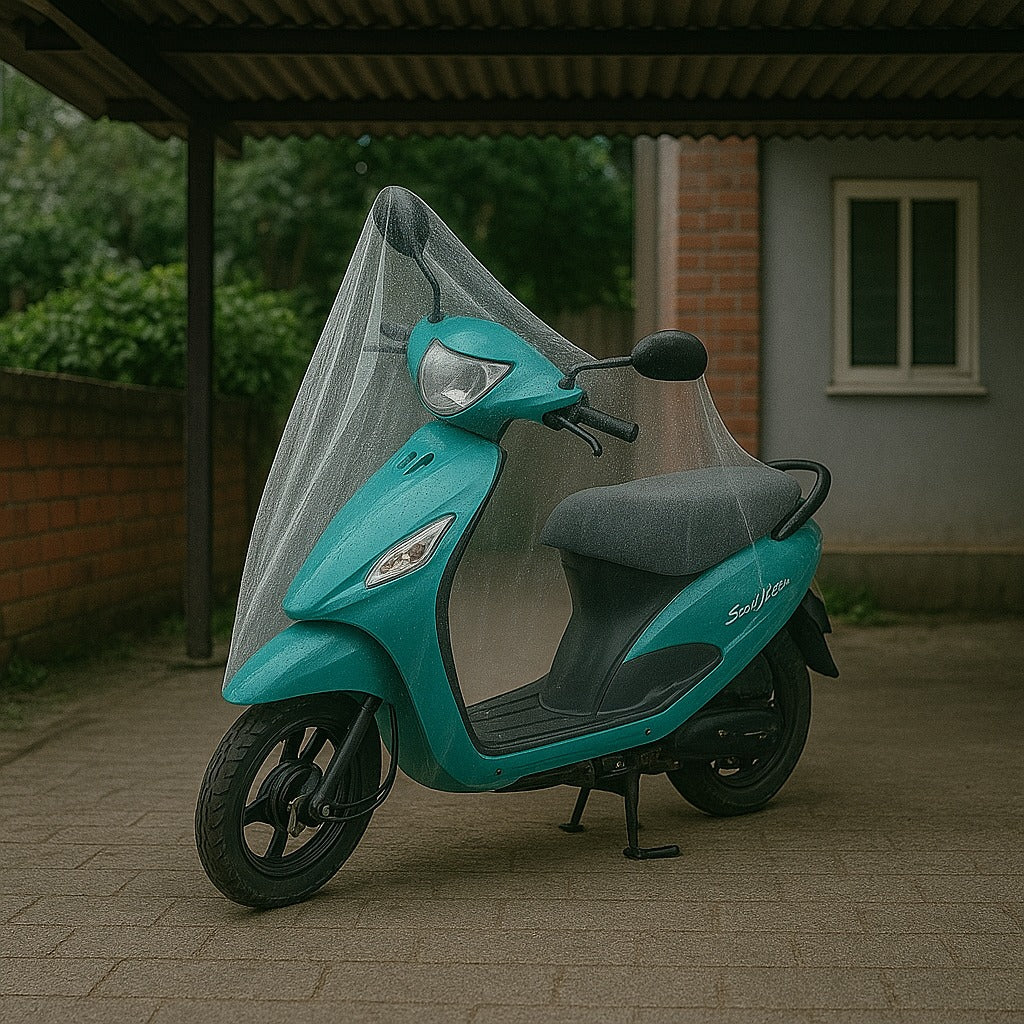 Lightweight waterproof scooter cover made from plastic for easy carrying