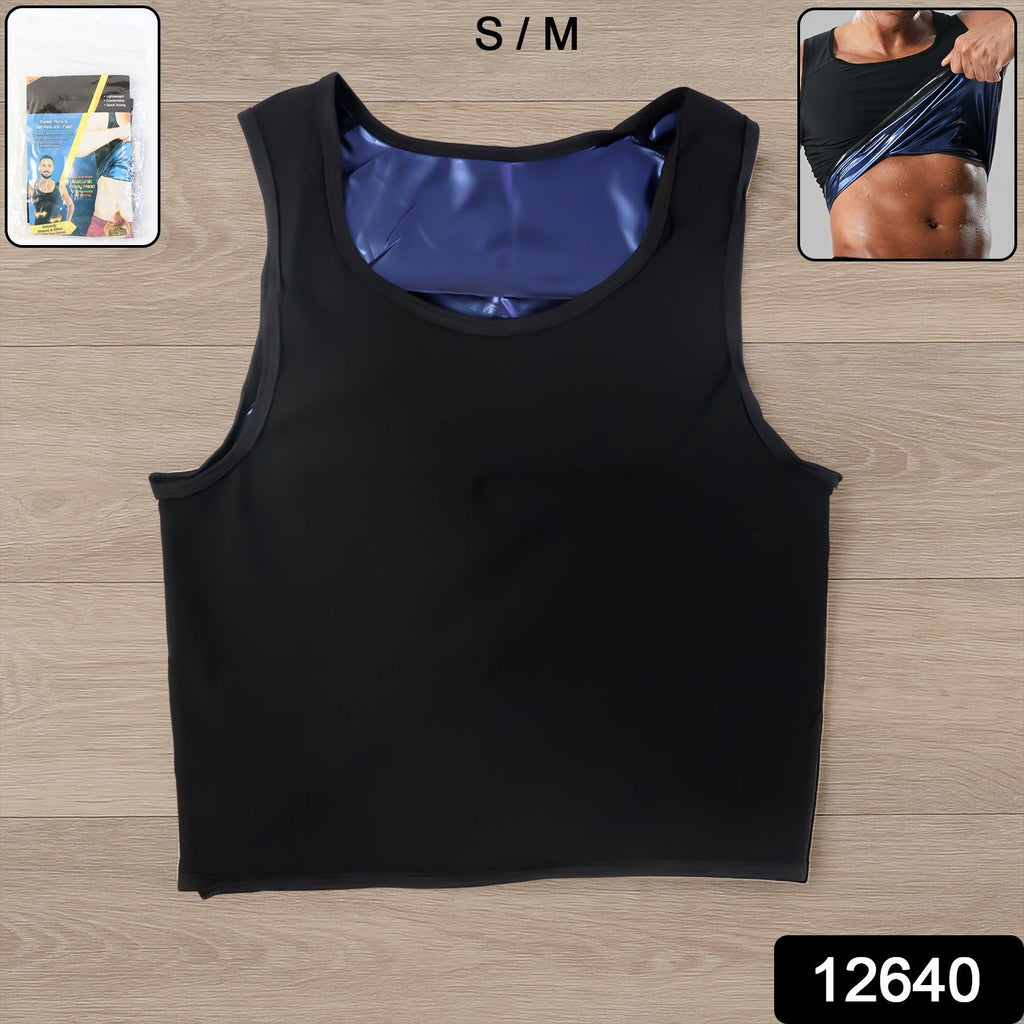 Man wearing men's sweat shaper tank top during intense workout session