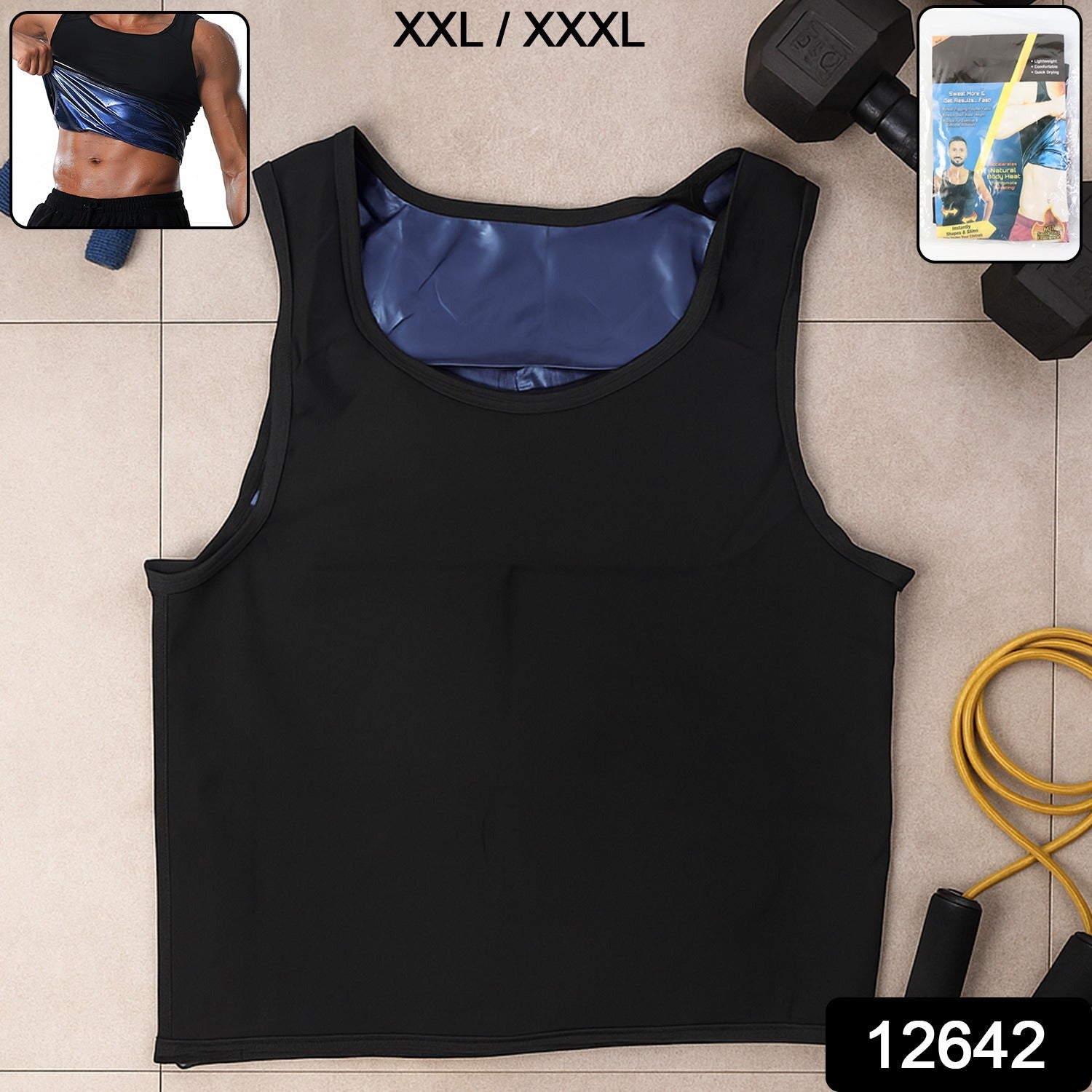 Man wearing sweat shaper tank top during gym workout