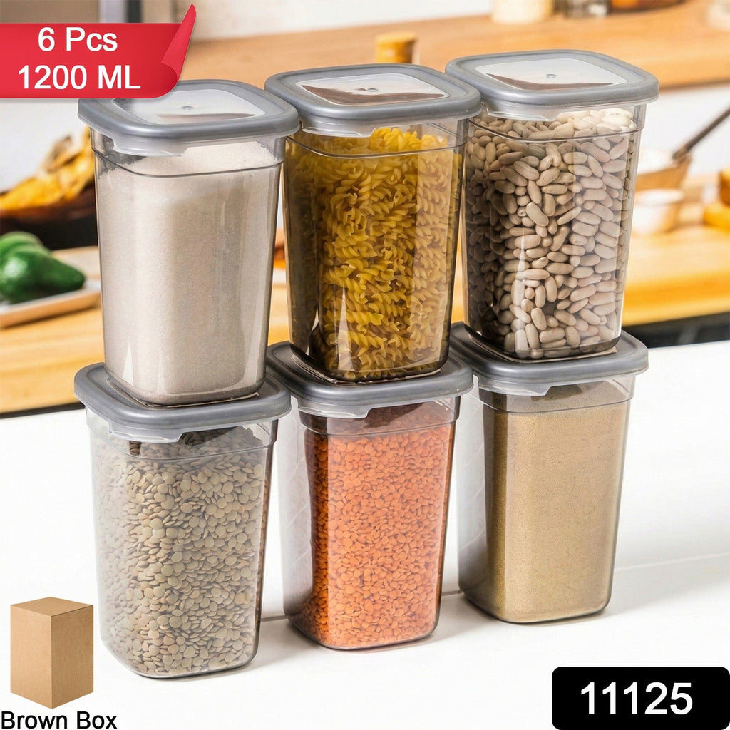 Stackable plastic kitchen storage containers set for pantry organization