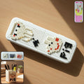 Decorative pixel art desk pen holder showing vibrant colors on office desk