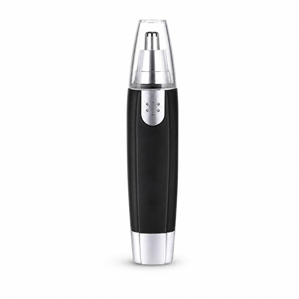 Hand holding the compact painless grooming device for nose and ear hair removal.