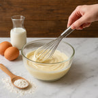 Stainless steel kitchen whisk designed for baking and cooking
