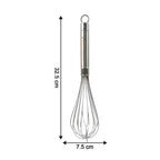 Kitchen whisk made of stainless steel with ergonomic handle