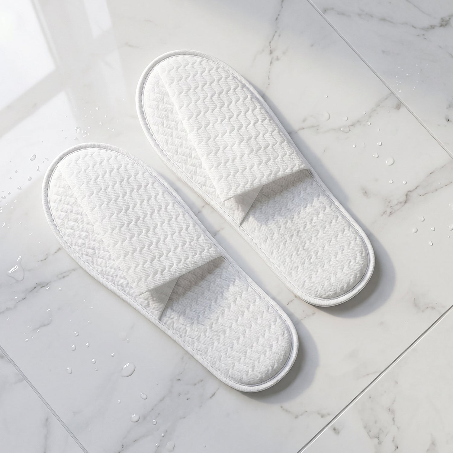White disposable slippers with cushioned soles