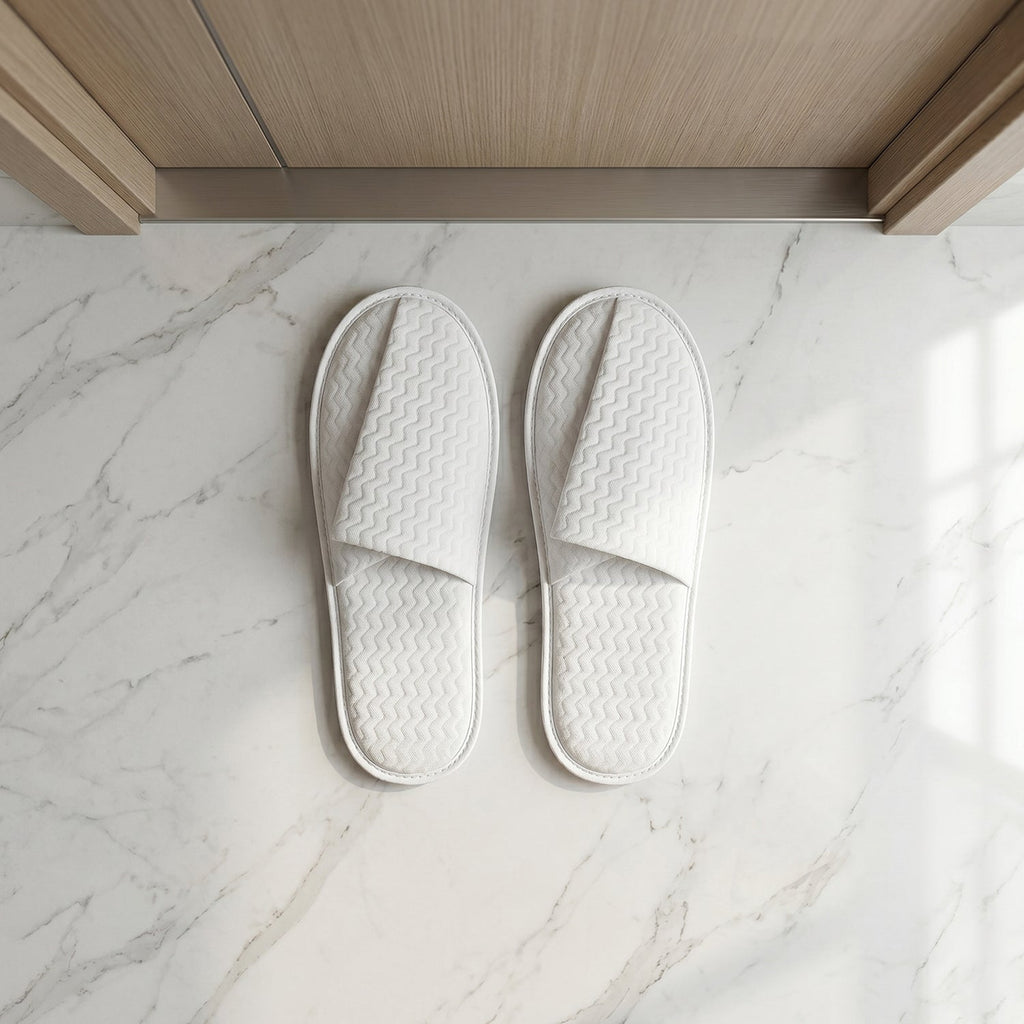 White slippers size display for hotel use