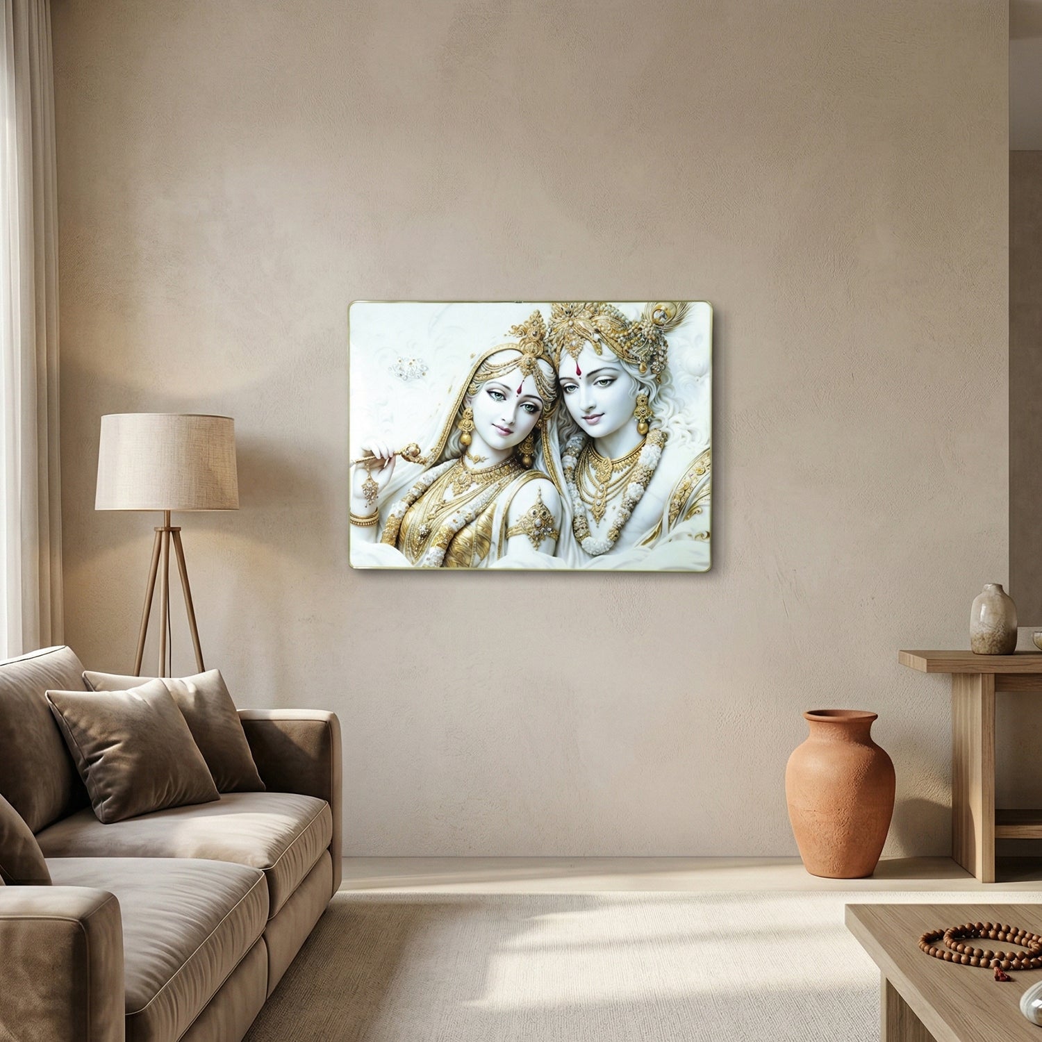 Decorative Radha Krishna wall art for spiritual spaces