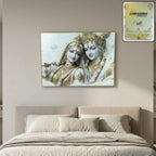 Radha Krishna wall art frame in white and gold finish, perfect for home décor