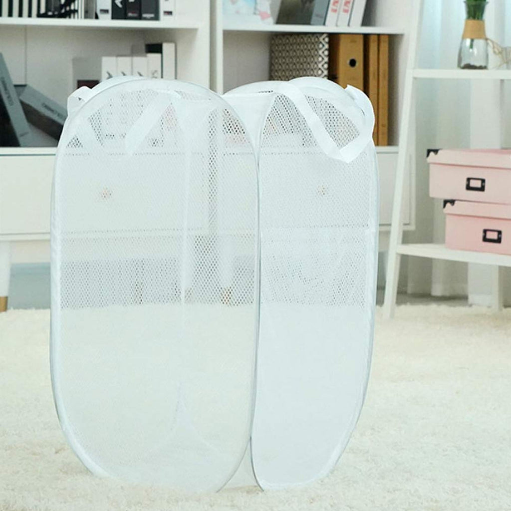 Breathable collapsible laundry storage bag for home or travel