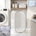 Mesh laundry basket with handles, foldable design for easy storage