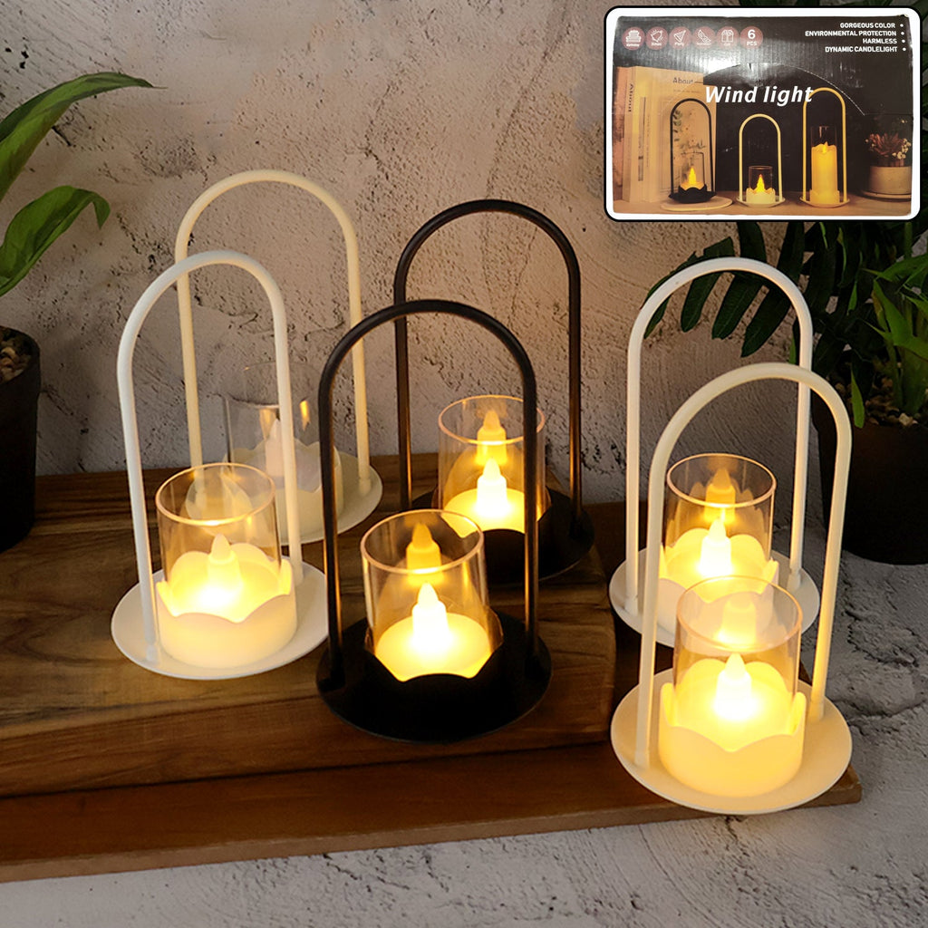 Set of 6 flameless LED candles in wind light style for decorative lighting