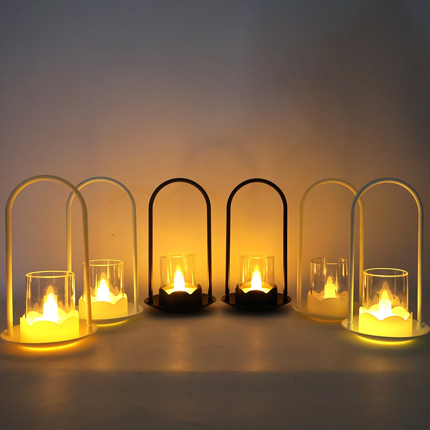Decorative plastic flameless LED candle lights with lantern design